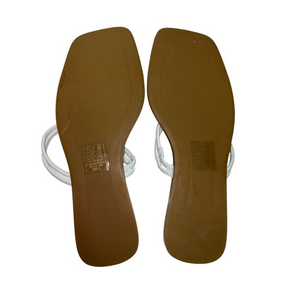 NEW Azelea Wang Women's Sandals Stetson White Slip On Flats Strappy Size 9 - Picture 6 of 7